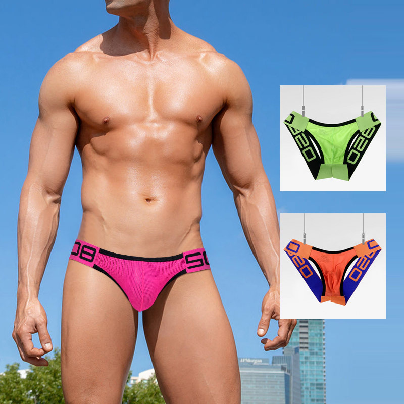 men's thong gay underwear ice silk Nylon Briefs Sexy Gay backless Jockstrap G-Strings & Thongs low waisted Panties Male bikini