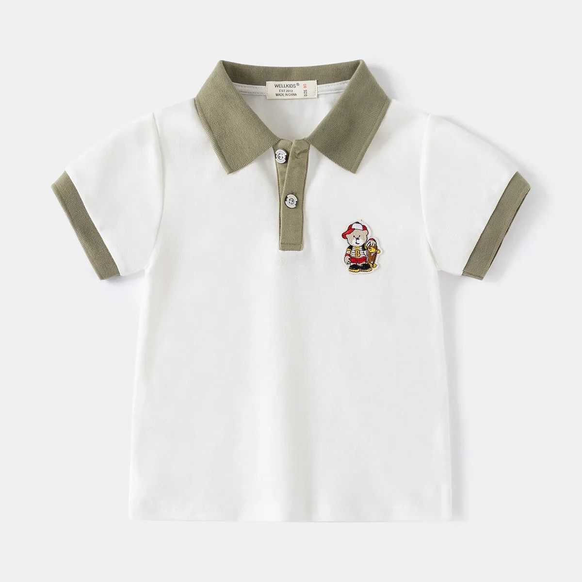 Boys polo shirt short sleeved summer 90-130cm childrens top childrens T-shirt soft boys clothing W241223