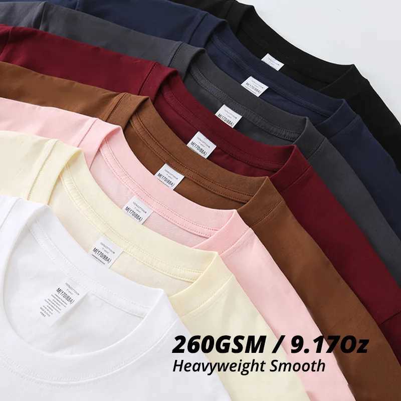 Summer basic mens T-shirt heavy-duty pure cotton top short sleeved crew collar T-shirt Harajuku flat clothing W241223