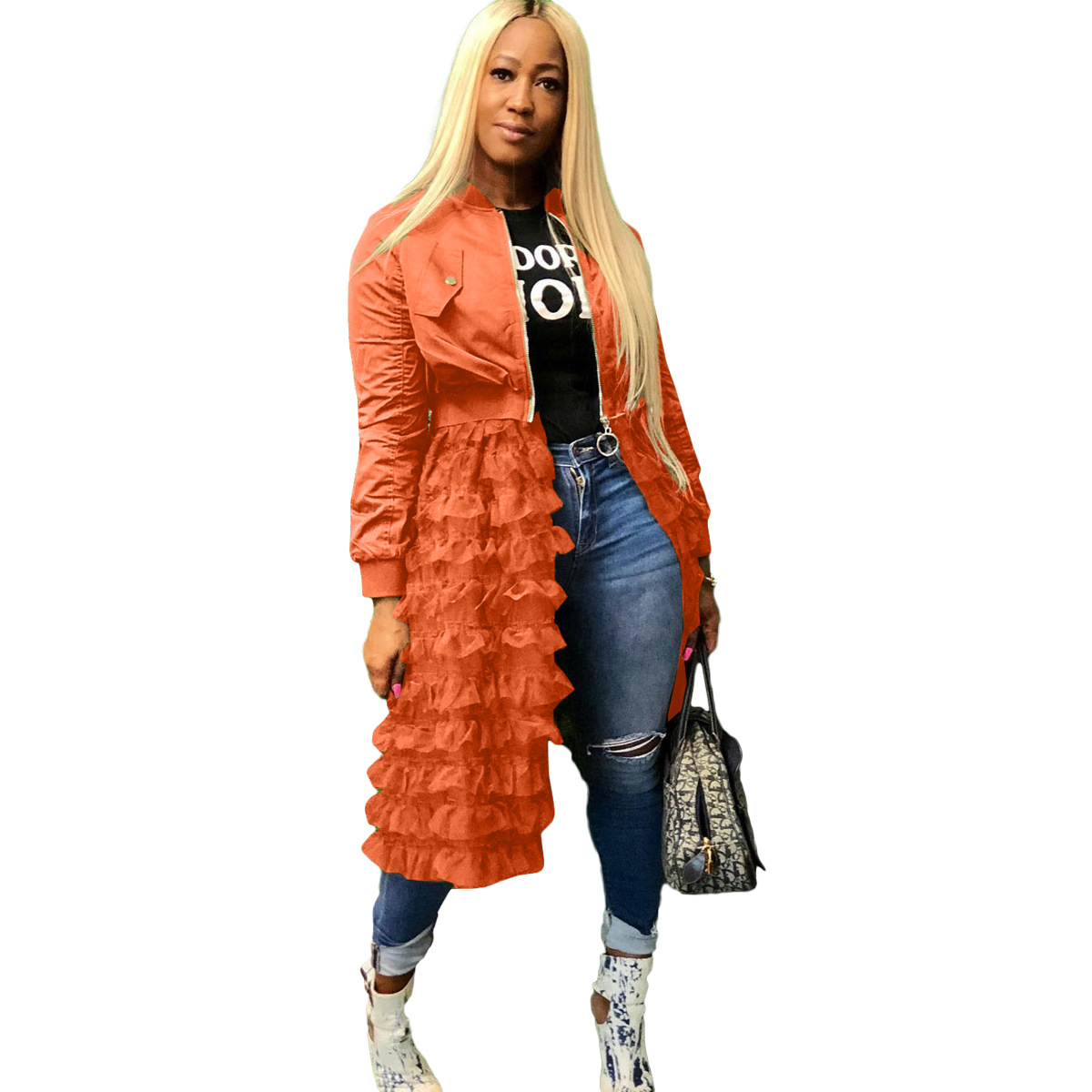 Elegant Solid Color Outerwear Coats For Curvy Ladies Available in Extended Sizes