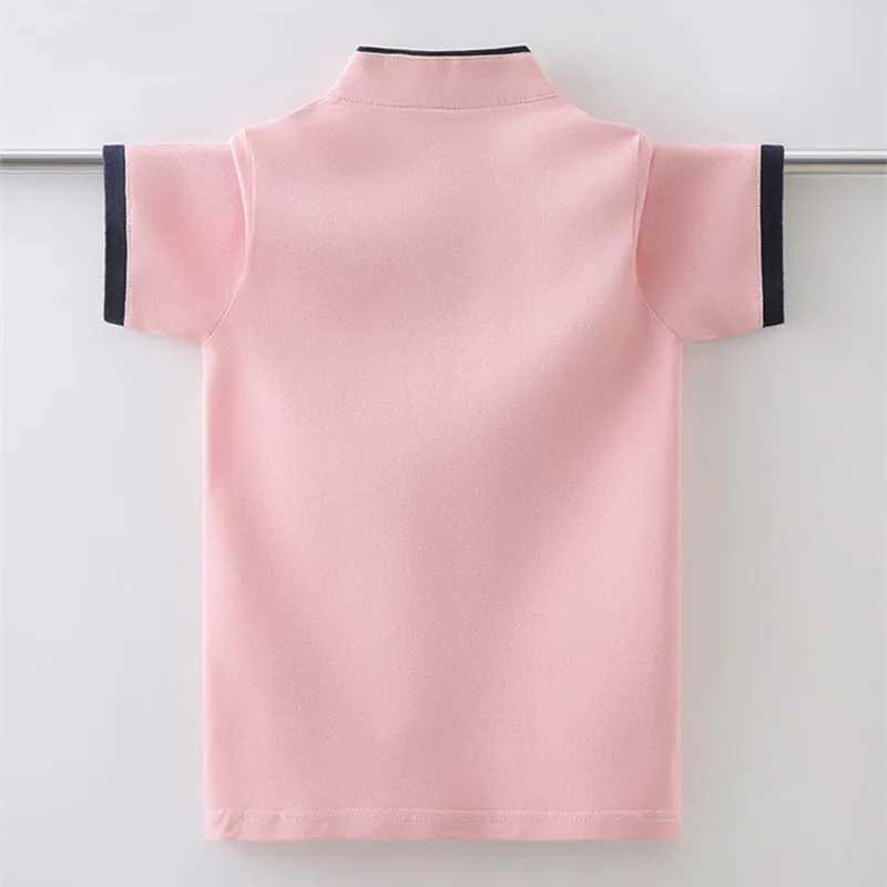 Boys school uniform polo shirt 2024 new summer childrens casual short sleeved top suitable for children aged 4-15 W241223