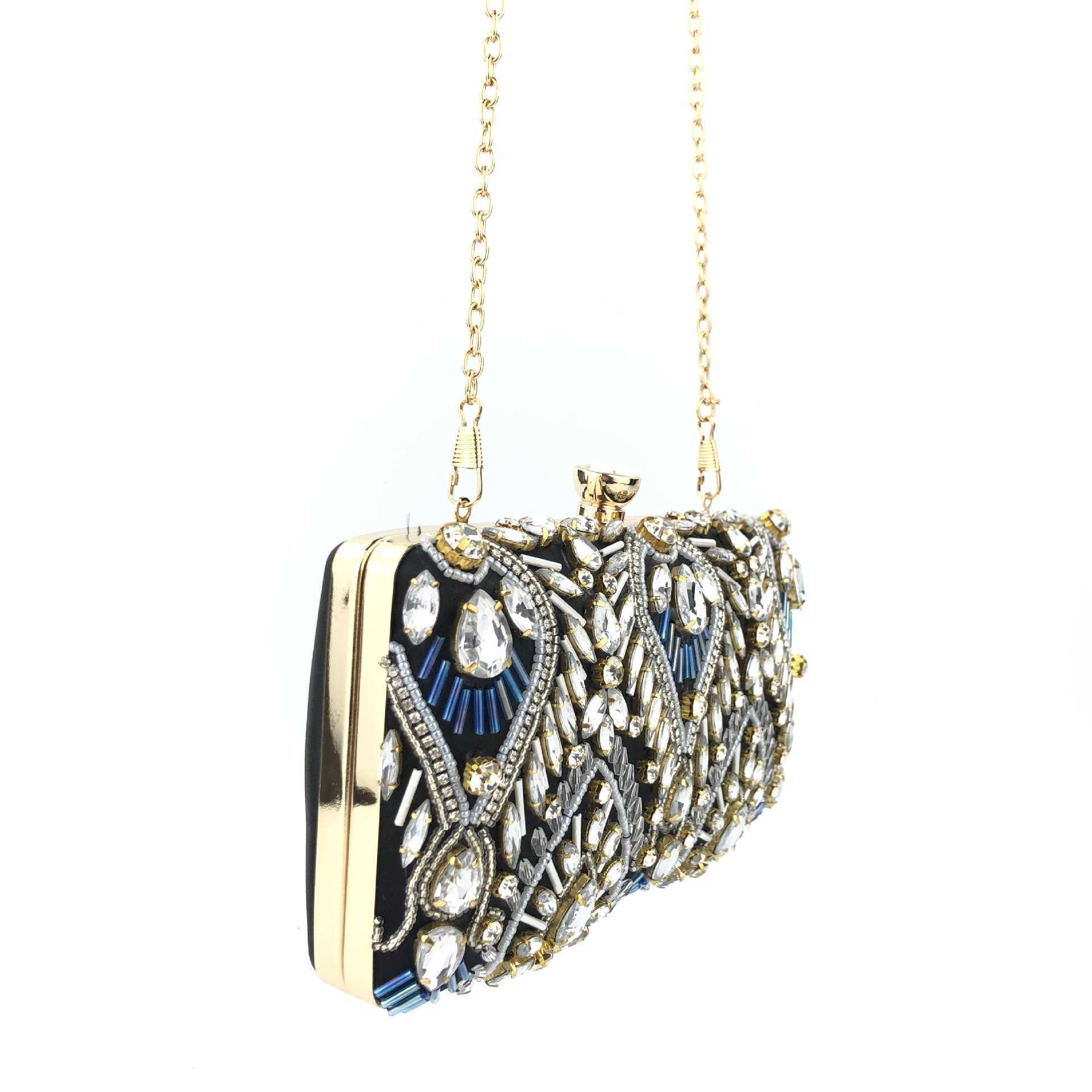 New Pearl Embroidered Rhinestone Dinner Bag Clutch Bag Dress Banquet Bag Celebrity Handbag Shoulder Bag 240920