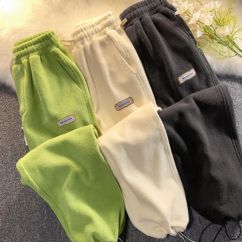 Loose Lamb Wool Velvet leggings Autumn Winter Women Casual Sports Pants Thick Fleece Warm Sweatpants Baggy Joggers Trousers 241220