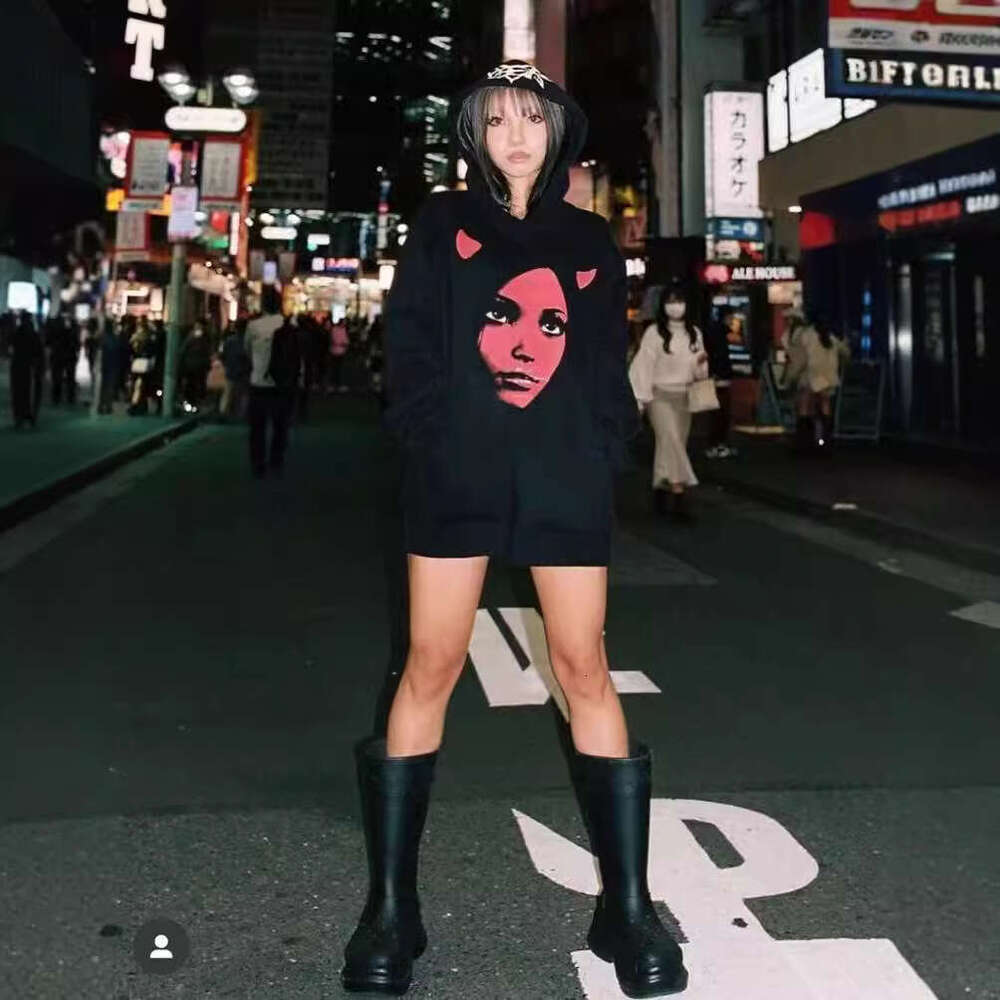 Sicko Red Witch Avatar Basic Black Hip Hop Loose Men's and Women's Long Sleeve Hoodie Trendy