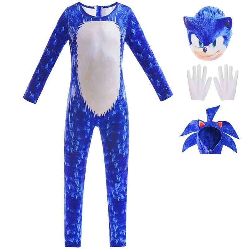 Cosplay Halloween Childrens Costume Sonic Sonik Sonic Jumpsuit Cosplay Anime Role-playing Suit S2412241