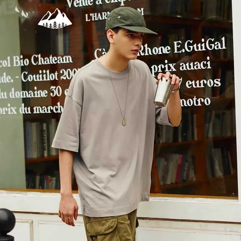 American size OEM wholesale custom heavy-duty T-shirt 100% pure cotton oversized T-shirt 240g mens hip-hop plain brown top W241223