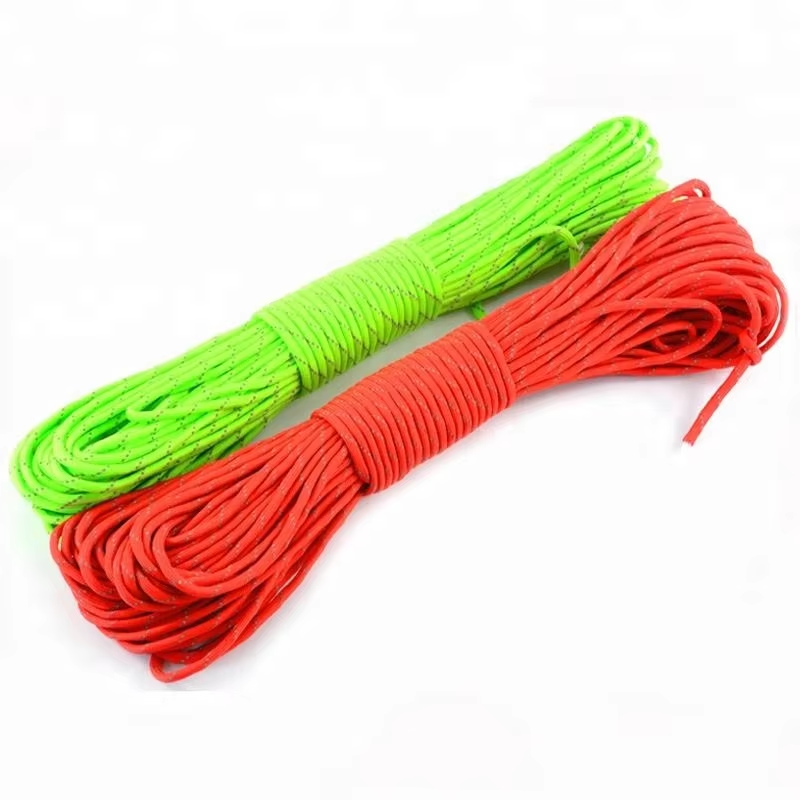 Reflective 7 Strand Paracord 4mm polyester 100ft paracord 550 parachute cord rope