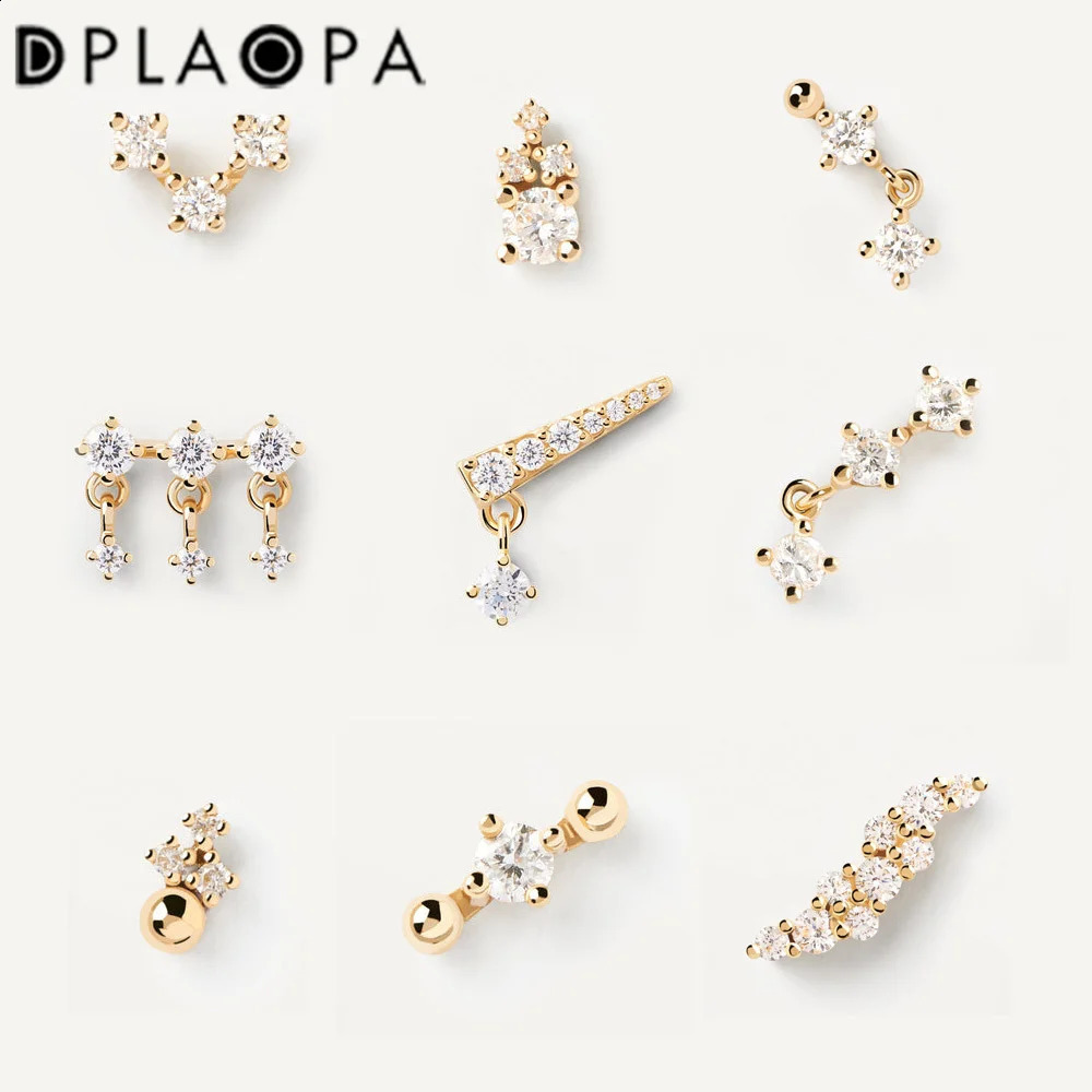 DPLAOPA 925 Sterling Silver 12 Styles Tiny Classic Clear Stud Earring Piercing Women Fine Jewelry Clips Winter 241224