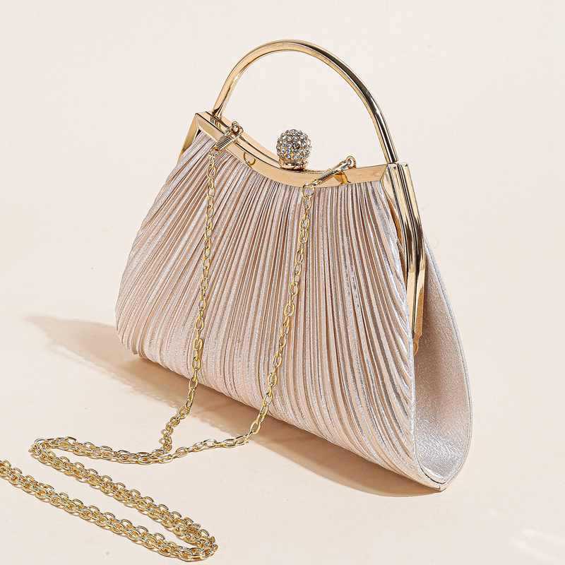 Pleated Handbag Clutch Bag Fashionable Dinner Bag High-end Diamond Embellished Dress Bag Master Bag Celebrity Cheongsam Bag 240920
