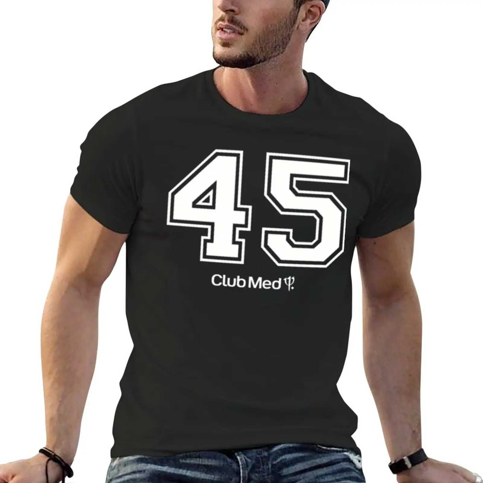 45 Club Med T-shirt quick drying custom anime shirt all black mens style W241223