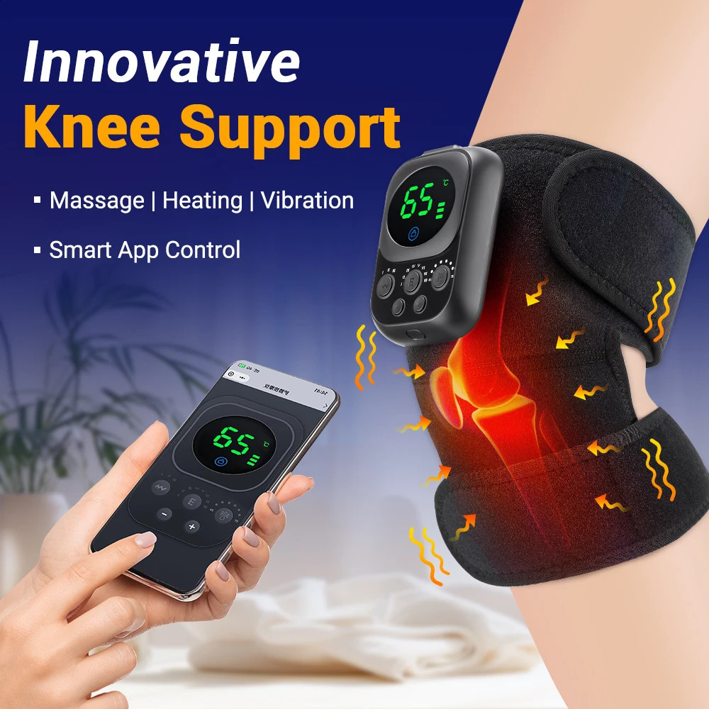 Electric Heating Shoulder Knee Massager Brace Joint Vibration Arthritis Pain Support Belt LED Detachable Controller With APP Use 241224