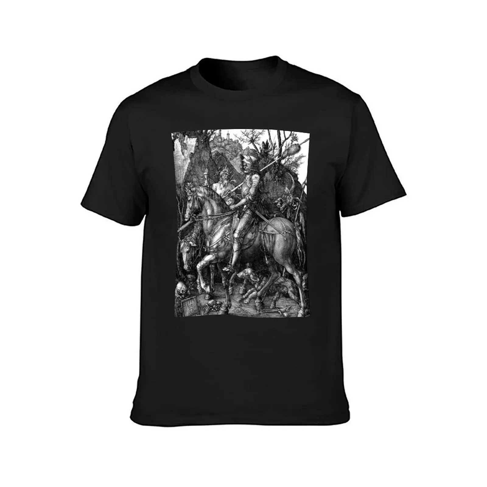 Knight Death and Devil - Albrecht Duller Solid Color T-shirt Customized Retro Clothing Mens T-shirt W241223
