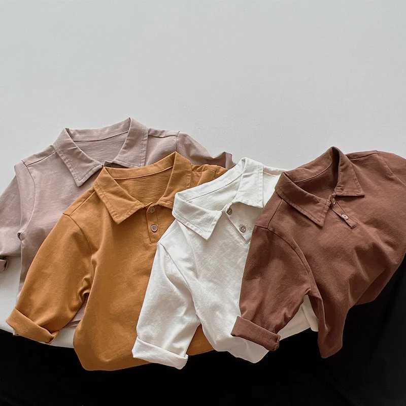 New Spring 2024 Childrens Baby Boys Casual Clothing Childrens Solid Color Polo Neck T-shirt Childrens Full Set Clothing 6M-6Y W241223