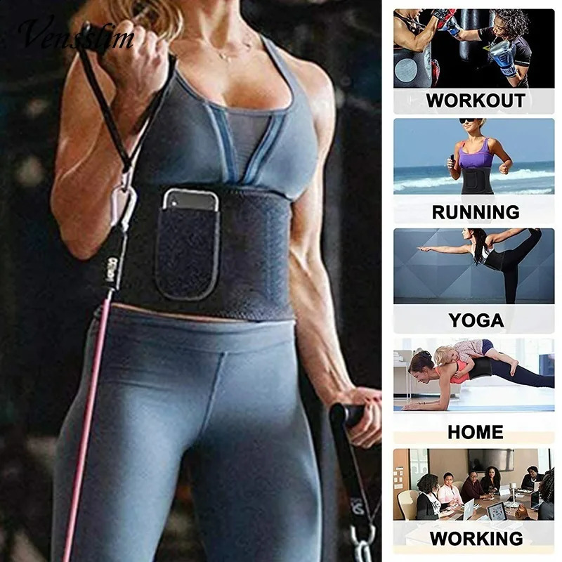 Vensslim Women Waist Trainer Belt with Pocket free adjustable Belly Trimmer Sauna Sweat Body Shaper Workout Girdle Shapewear 241224