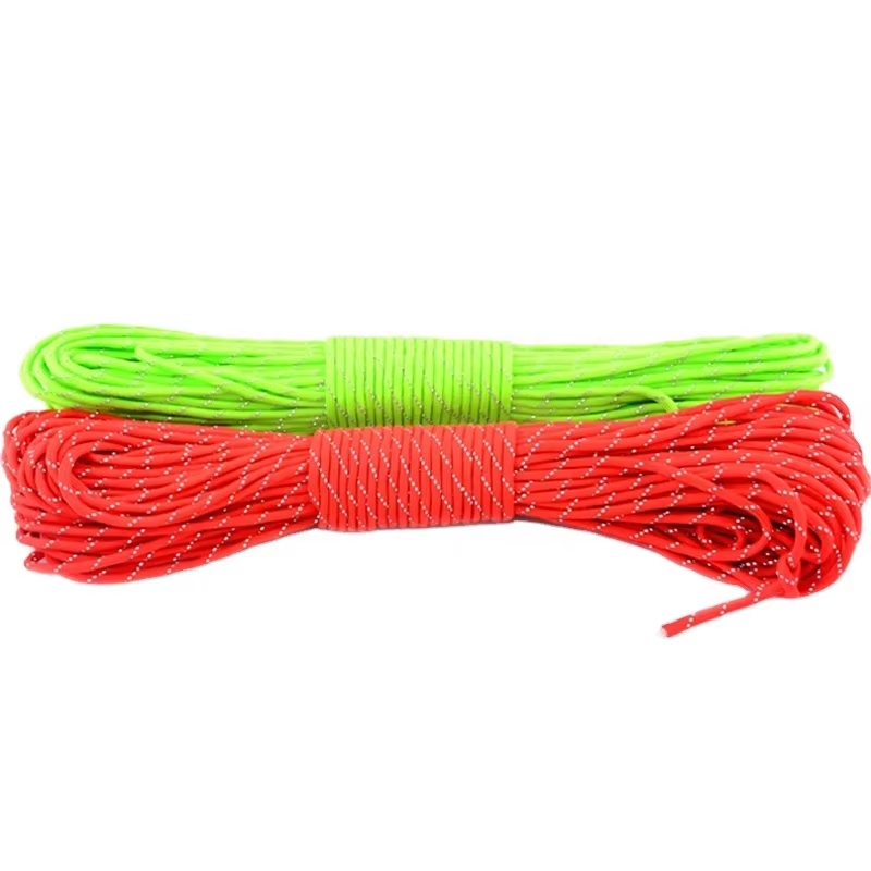 Reflective 7 Strand Paracord 4mm polyester 100ft paracord 550 parachute cord rope