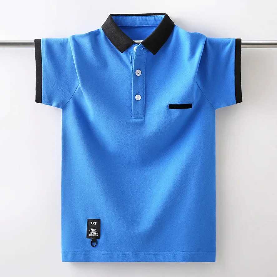 2025 New Boys Polo Shirt Summer Childrens Short Sleeve Top Childrens Cotton T-shirt 5 6 8 10 12 14 Year Old Youth Clothing W241223