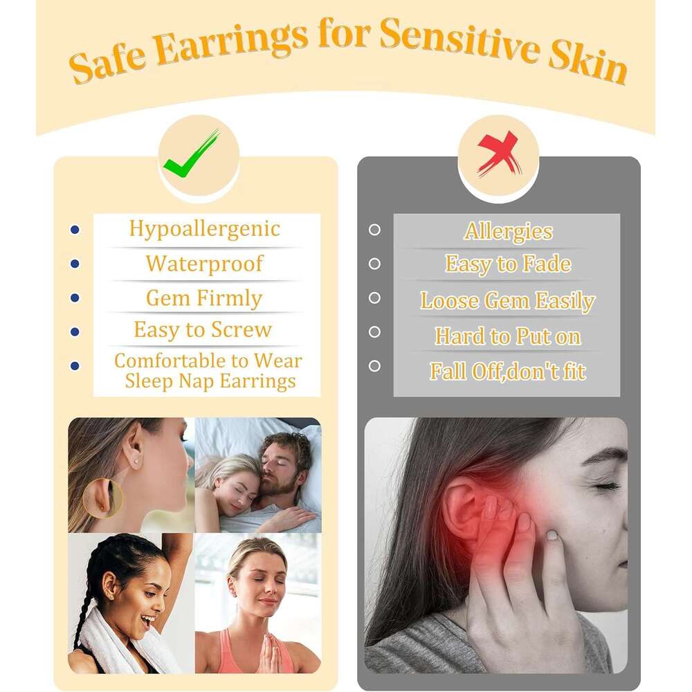 Hypoallergenic Surgical Sensitive Ears-20G Flat Back for Women Men-Small Stainless Steel Studs Hoop Cartilage Earring Opal Ball CZ Flatback Earrings