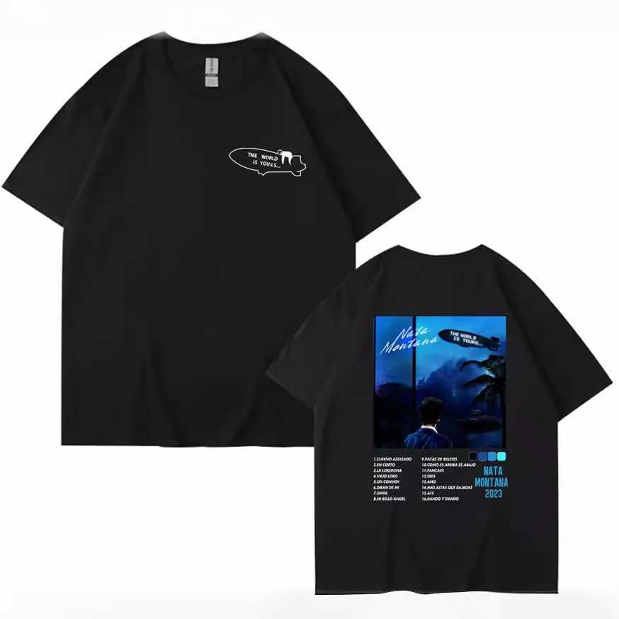 Natanael Cano Tumbados Tour T-shirt Nata Montana Album Merc Cotton Summer Short sleeved Black T-shirt Mens Flat W241223