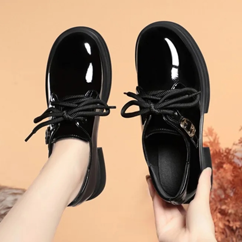 AIYUQI Women's Shoes Large Size Fall Genuine Leather Women's Shoes Lace-up British-style Non-slip Women's Shoes