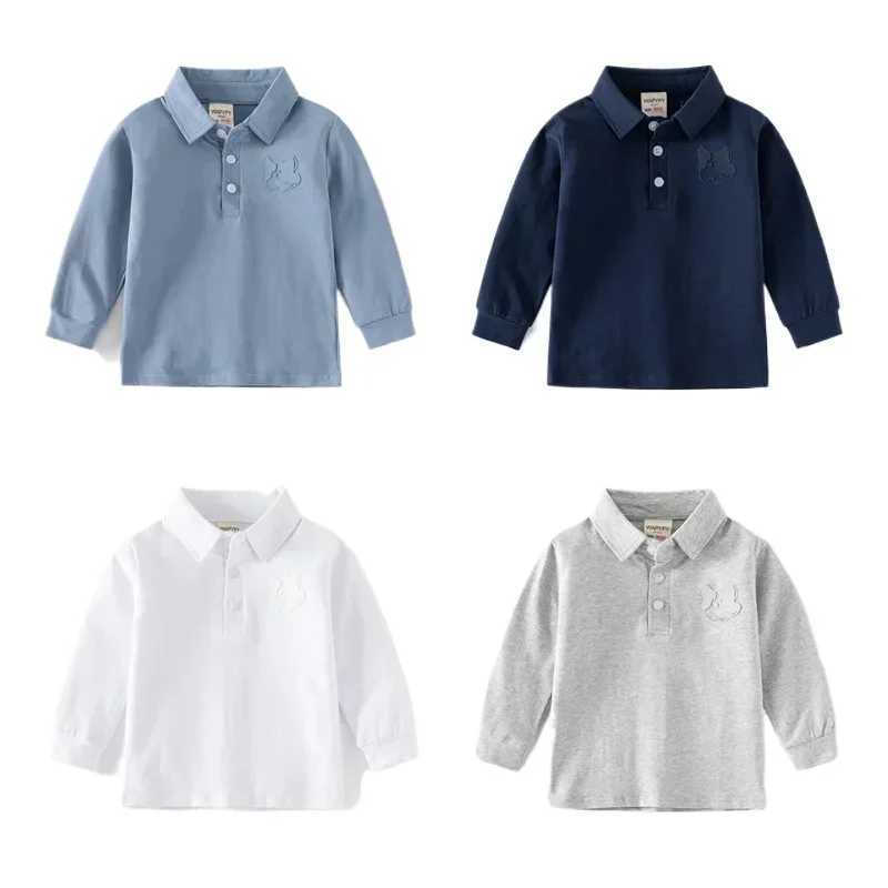 Childrens decal long sleeved T-shirt for spring and autumn boys loose casual polo shirt breathable cotton suitable for ages 3-8 W241223