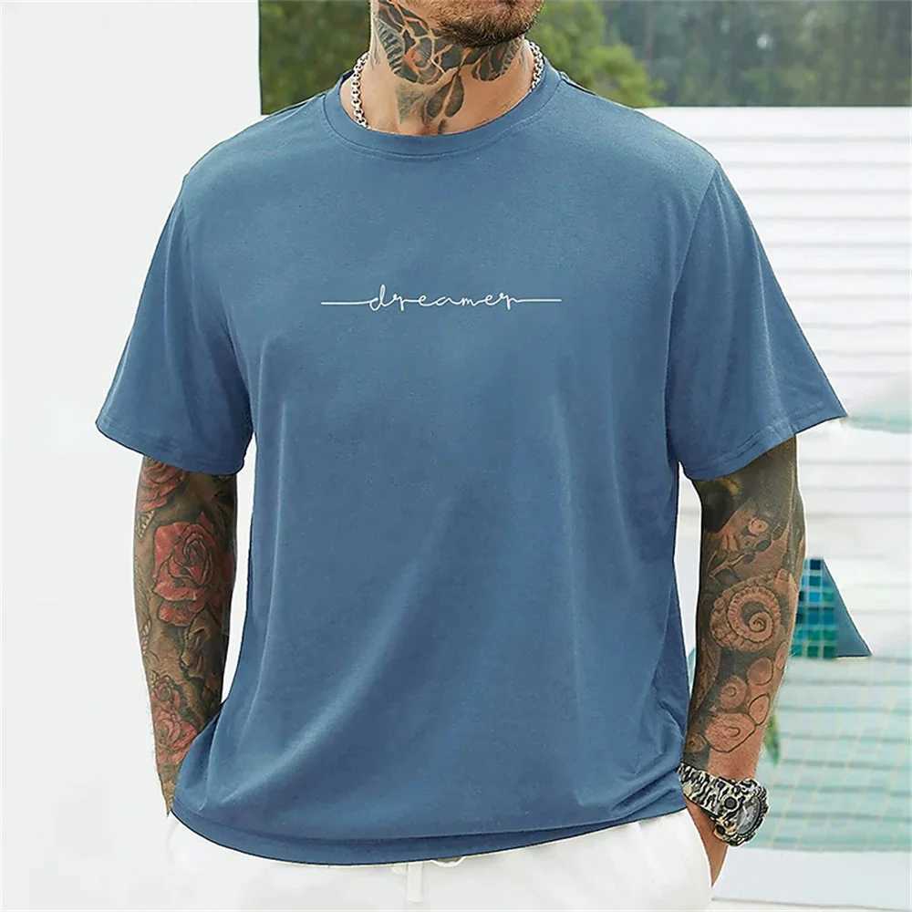 Simple summer mens T-shirt high-quality mens daily casual sportswear trend new clothing oversized loose short sleeved W241223