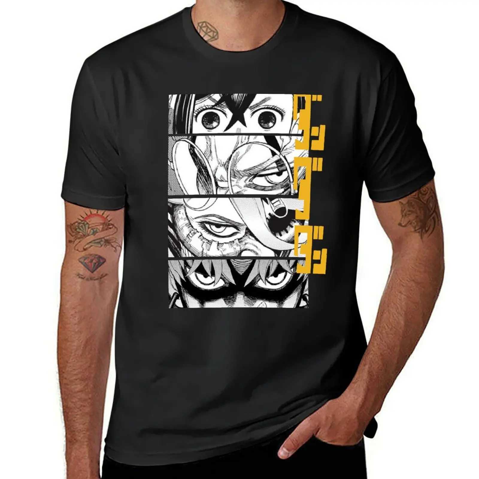 Dandadan Anime Eyes w/Kaji T-shirt Top Mens Solid Color T-shirt W241223