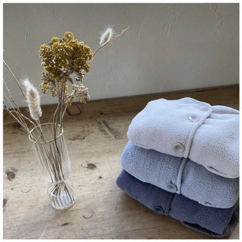 2025 Winter Baby Long Sleeve Plus Velvet Thick Coat Infant Girl Solid Casual Cardigan Jacket Toddler Boy Warm Fleece Tops 241223
