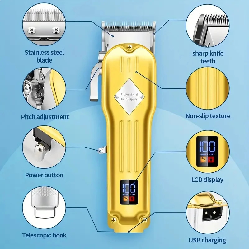 RUCHA Hair Clippers For Men T-Blade Nose Hair Trimmer Foil Shavers For Men Barber Kit 4 In 1 Professional Men Hair Clippers 241224