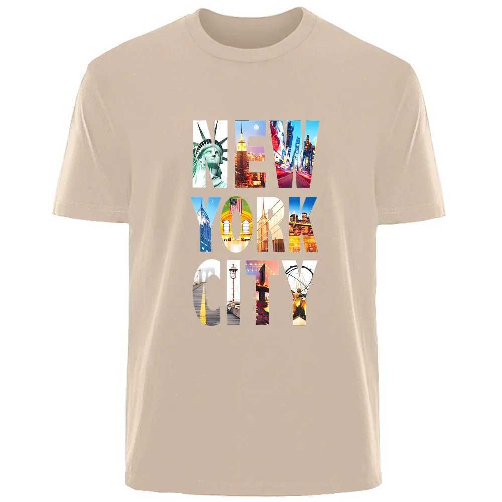 Creative Simple New York Printed Summer High Quality Mens Wear 100% Cotton Breathable T-shirt Casual Fashion Mens Wear W241223