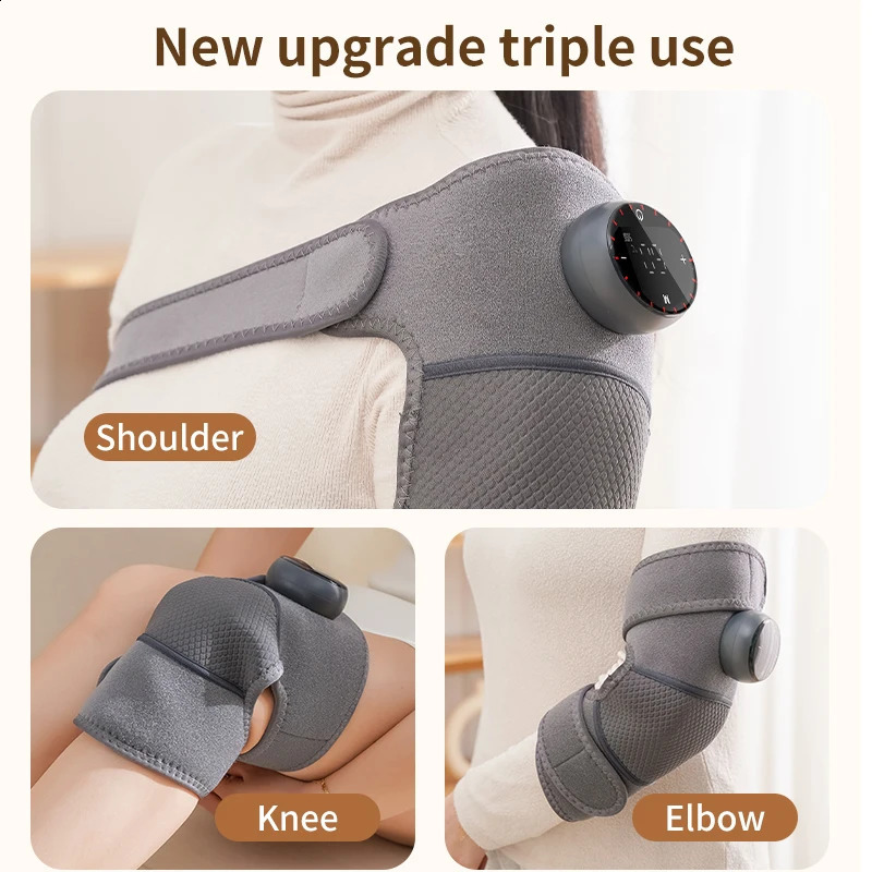 Heated Knee Massager warm Compress Joint Protection Neck Shoulder Knee Vibration Black Support Strap Health Care 241224