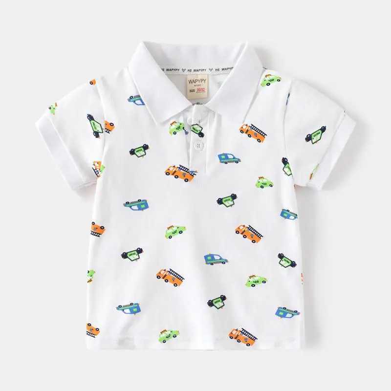 Clibeso 2024 New Childrens Summer Boys Polo Shirt Loose Short Sleeve Zipper Top Childrens Casual T-shirt Grey W241223