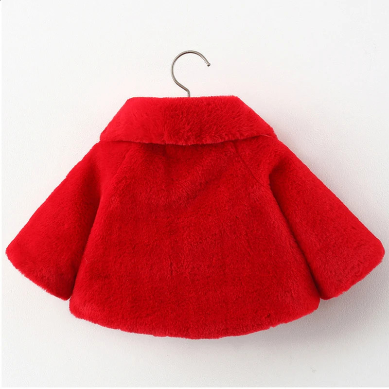 Winter Jacket For Baby Girl Clothes Fashion Christmas Princess Cloak Autumn Warm Faux Fur Girls Coat 1-4 Years Kids Clothes 241223
