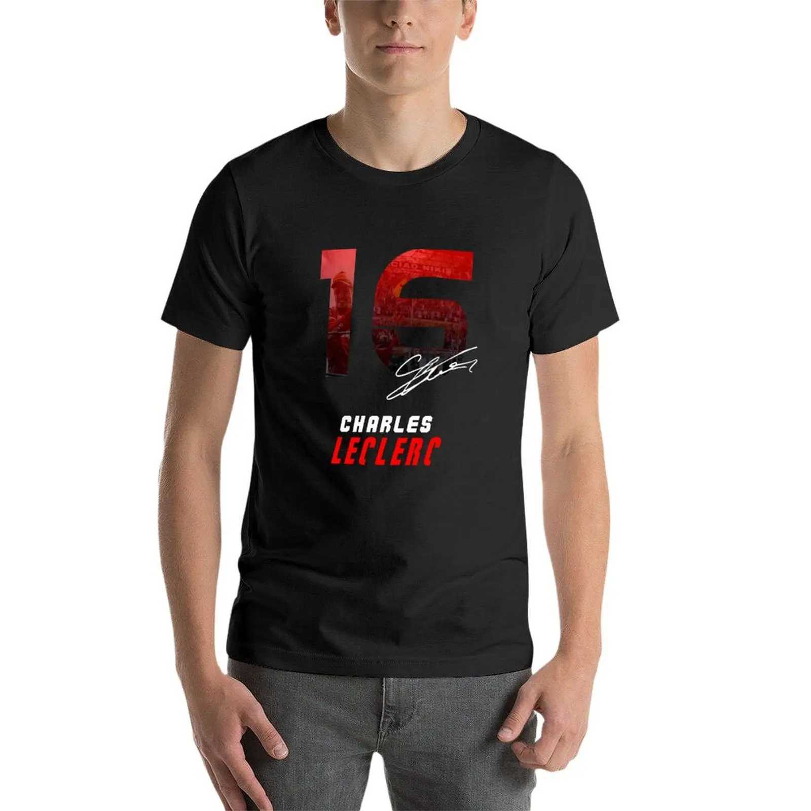 Charles Leclerc plain weave T-shirt custom fast drying aesthetic clothing mens high neck T-shirt W241223