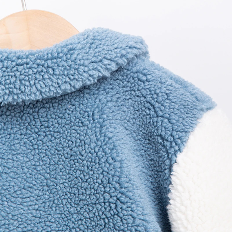 autumn and winter thick fleece jacket for baby boys warm collar color blocked coat outdoor childrens jacket 241223