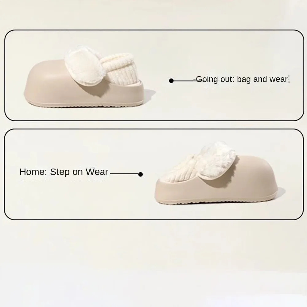 Indoor Plush Slippers Platform Shoes Soft Cotton Slippers Plush Furry Warm Cotton Slippers Home 241223