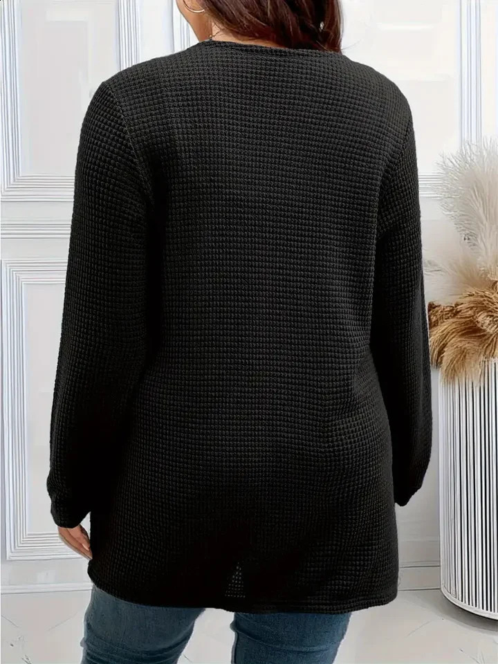 Plus size pure color pocket cardigan coat casual longsleeved shirt suitable for spring and autumn wear women plus cloth 241220