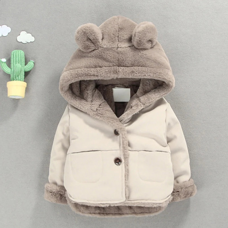 Cold Winter Baby Girls Jackets for Infants Thick Coats Girls Warm Hooded Velvet Jacket Children Outerwear 0-4 Y Toddler Snowsuit 241223