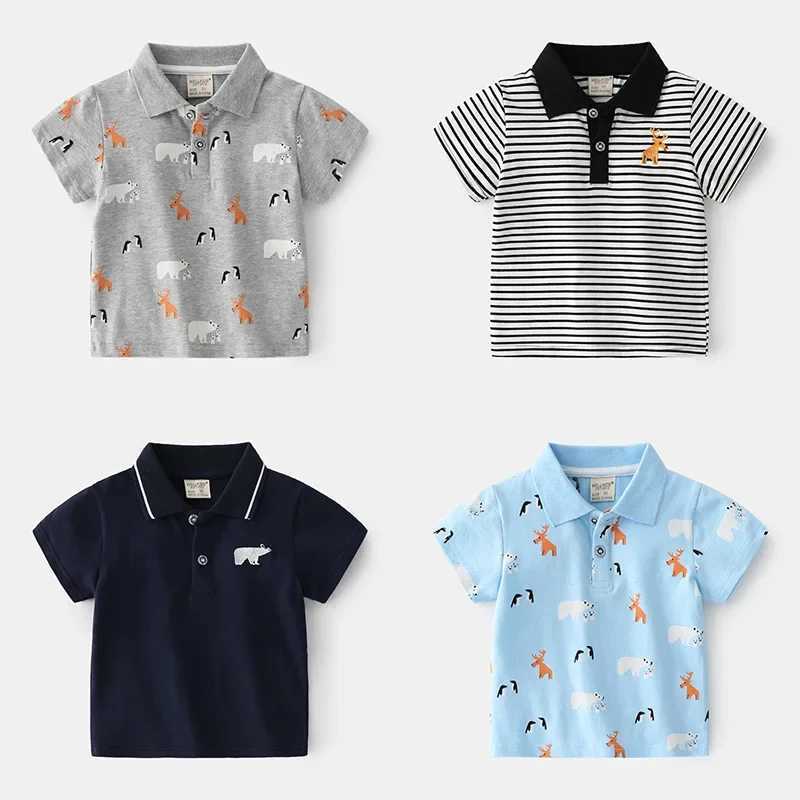 Childrens tops childrens T-shirts soft boys shirts clothing boys polo shirts short sleeved summer animal 4-6Y W241223