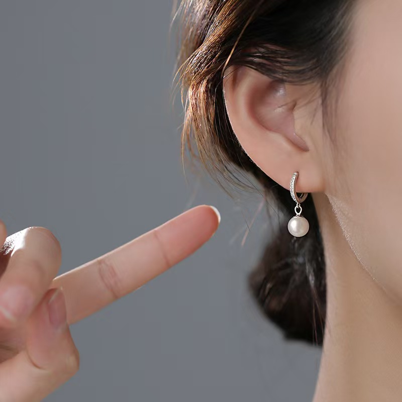 Elegant Zirconia Geometric Pearl Earrings for Women Stainless Steel 925 Silver Needle Dangle Earrings Ladies Party Birthday Gifts Drop Jewelry 2025 Ko