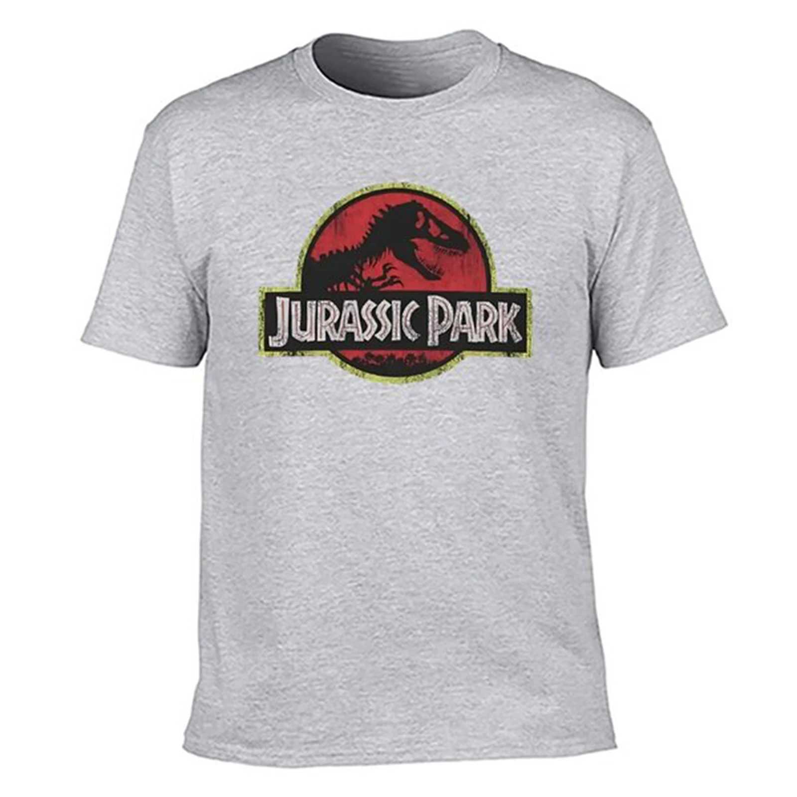 Summer New Jurassic Park Classic Retro Red Distressed T-shirt Tee Retro Dress Pure White Mens Short Sleeve Mens Dress W241223