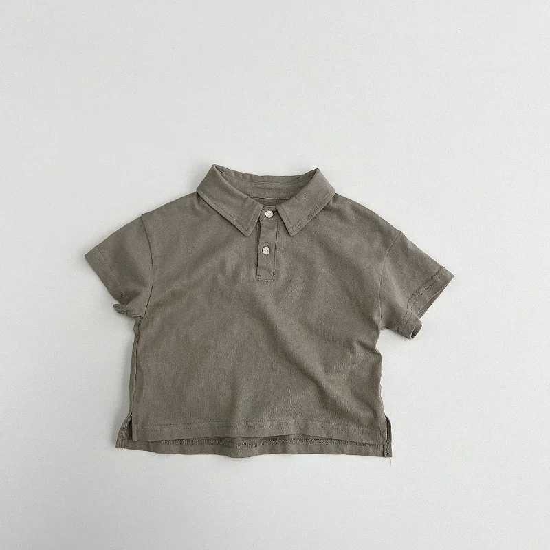 Summer childrens polo shirt 1-8Y boys cotton loose daily button short sleeved top Korean childrens clothing 2024 new item W241223