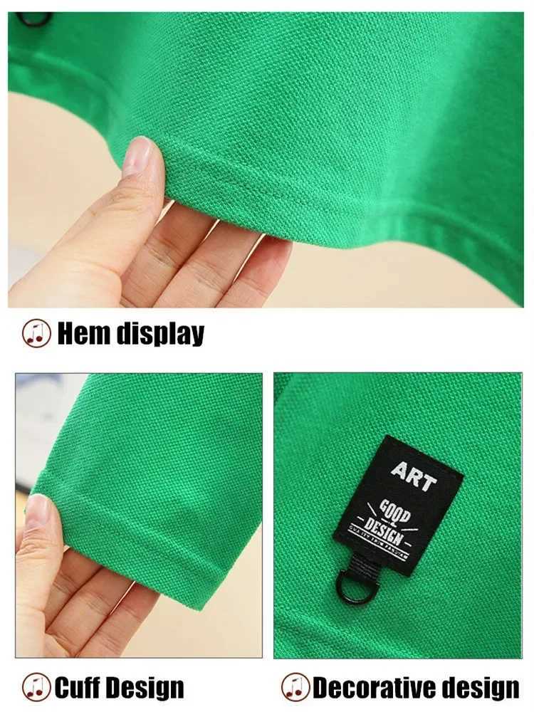 2024 New Years Childrens Polo Shirt 100% Cotton Stand up Collar Childrens Long Sleeve Top Suitable for School Uniforms for Teenagers and Boys Aged 4-1