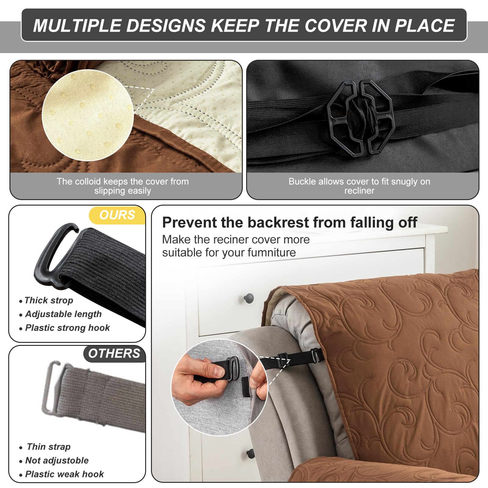100% Waterproof Cover Chair Covers Recing Chair Non-Slip Fabric Recer Couch Cover Living Room for Pets Kids Protector Washable 28"Recliner Chair
