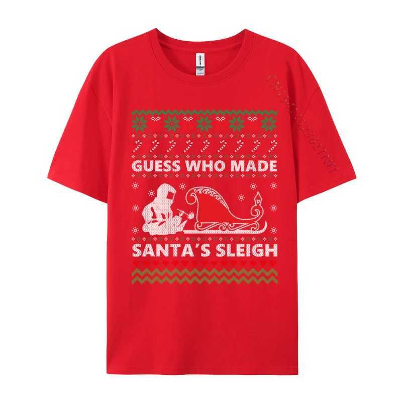 Interesting welding ugly Christmas sweater used for welding T-shirt tops and T-shirts pure cotton mens T-shirt Gothic style W241223