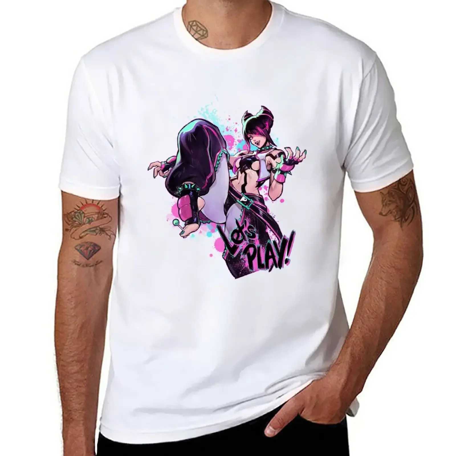 New JURI Street Fighter 6 Black T-shirt White T-shirt Mens Short Sleeve Retro New Top and Retro T-shirt W241223