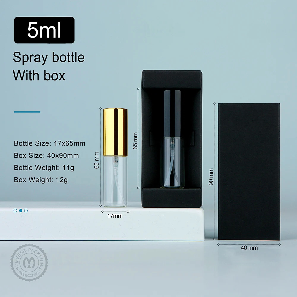 50 Pcs/Lot 5ml Perfume Bottle With Perfume Paper Box Parfum Refillable Atomizer Spray Bottles Sprayer Custom Pay Extra 241224