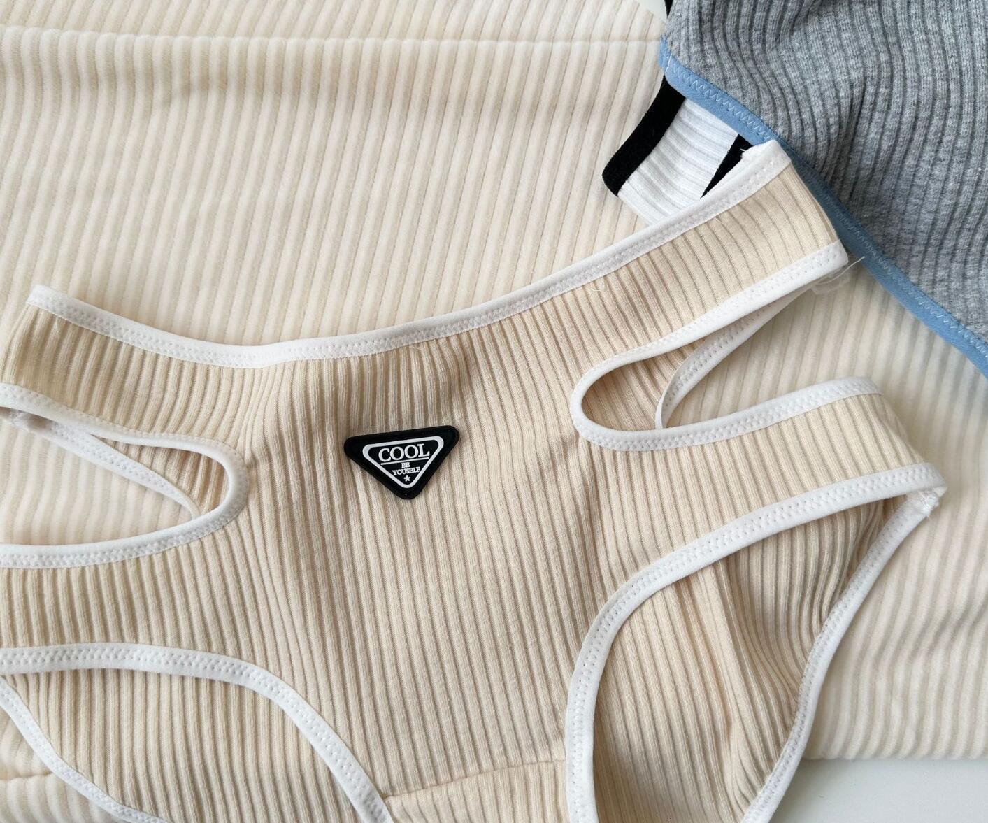 2024 New 2nd Shipping Free 100% Real Photo Lolita Cute Kawaii Fashion Rib Cotton Sport Panties Brief Underwear gerie Knickers