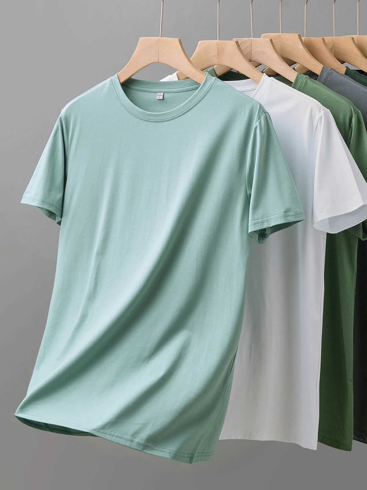 Dukeen summer thin silk mens workwear short sleeved casual soft fitness top pure cotton ultra-fine T-shirt W241223