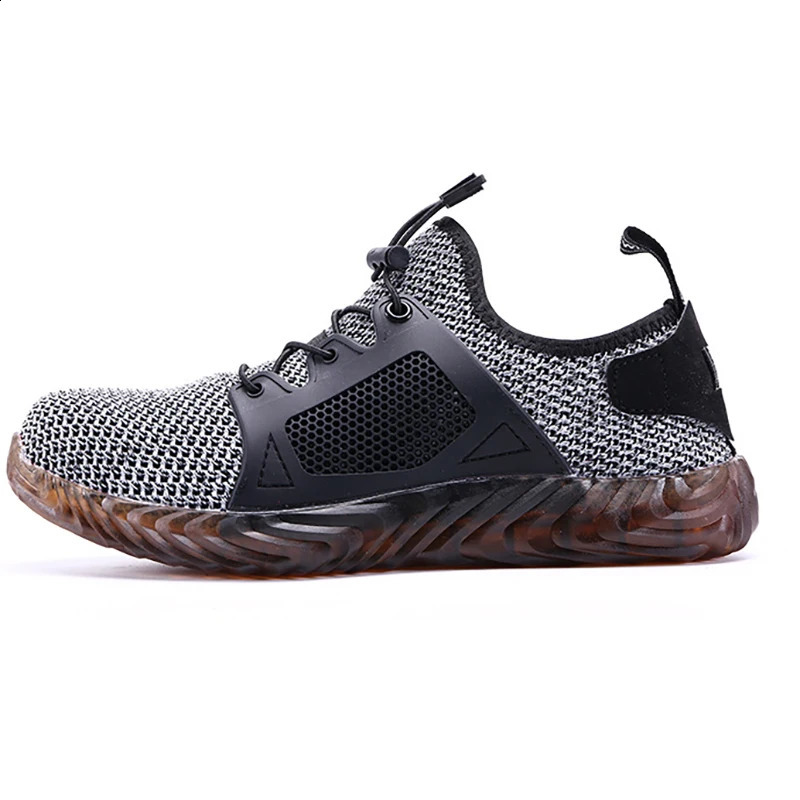 Work shoes mens safety shoes steel toe perforated work shoes fashion inseparable shoes safety breathable sports shoes 241223
