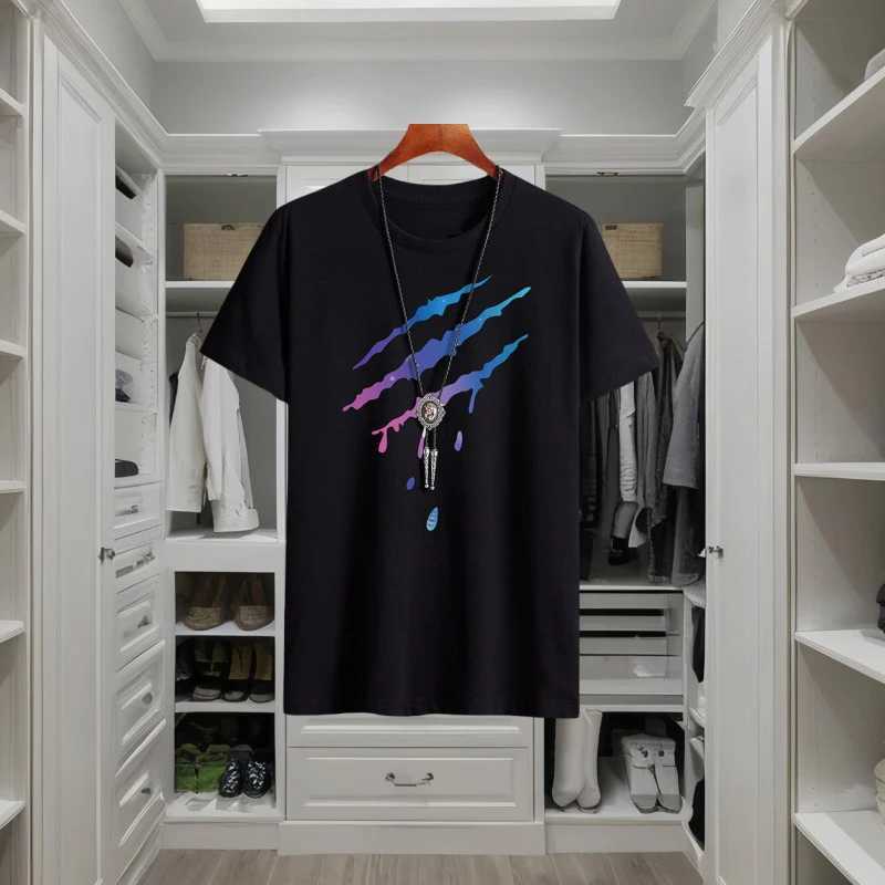 Summer mens cotton T-shirt fashionable casual style street trend personalized short sleeved O-neck daily high-quality clothing W241223
